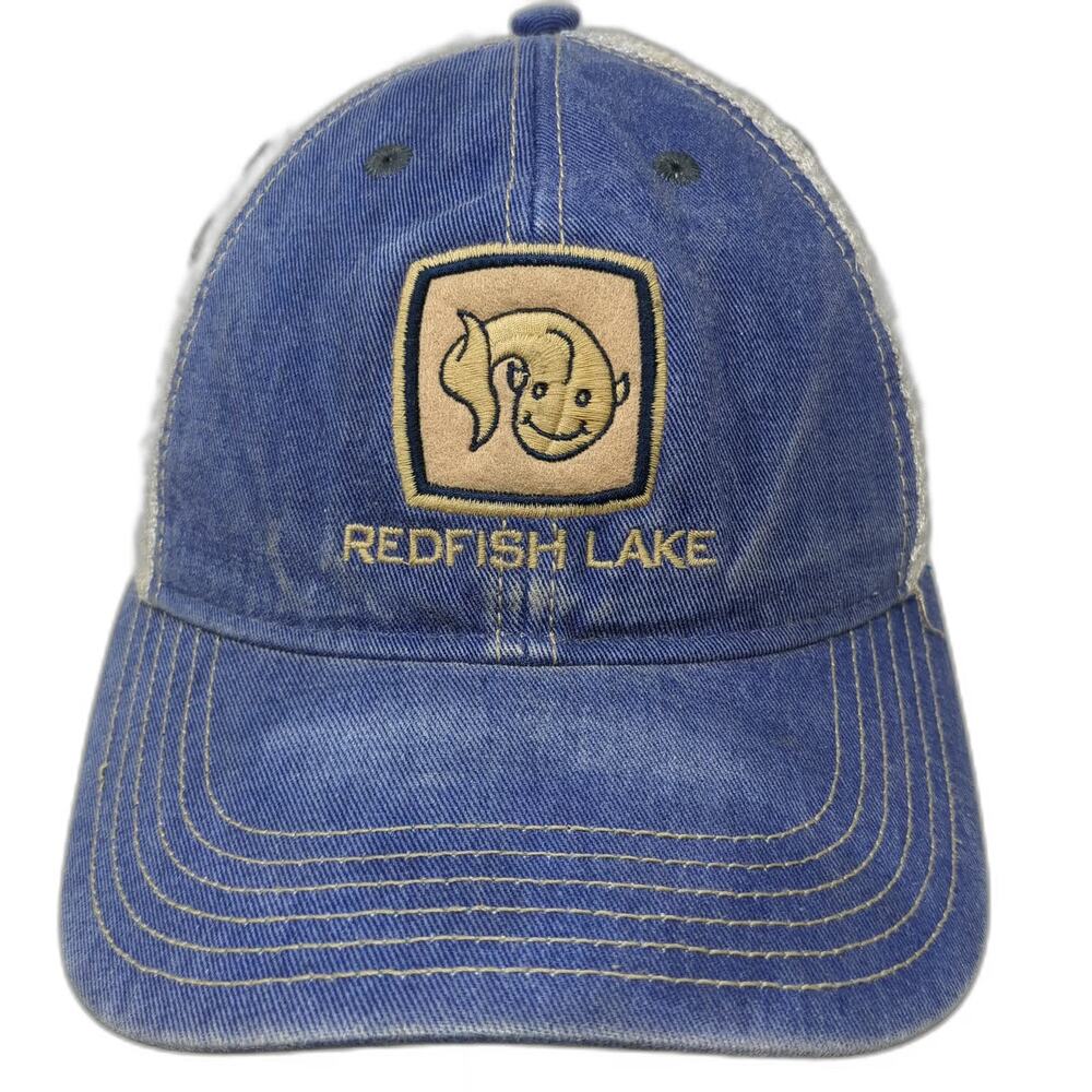 Legacy Trucker Hat Blue One Size Redfish Lake Smiling Fish Patch Mesh Back